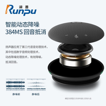 润普Runpu视频会议全向麦克风USB免驱有线连接4米拾音360°收音适用10-30㎡桌面型扬声器音响RP-M55