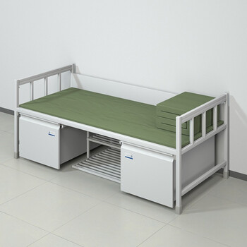 京度床学校单位宿舍铁床钢制加厚单人床含床下储物柜可定制单人床