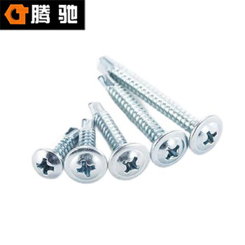 腾驰（CT）051 十字大扁头钻尾螺丝 碳钢 圆头华司钻尾自攻燕尾钉 蓝白锌  ST4.8*38（200支）