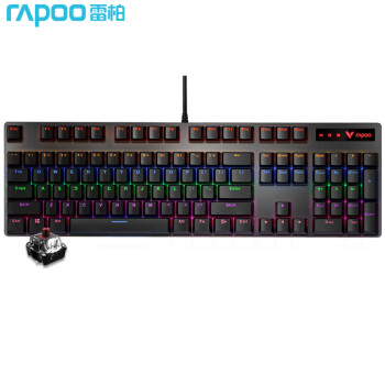 雷柏（Rapoo） V500PRO 有线背光机械键盘 104键全尺寸游戏电竞笔记本电脑多媒体办公吃鸡全键无冲键盘 茶轴