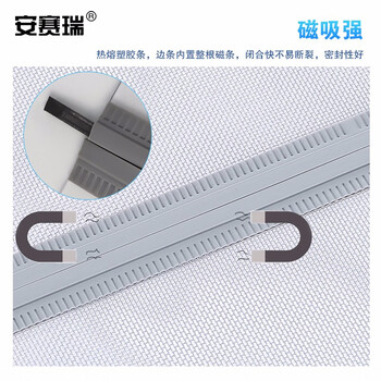 安赛瑞 磁吸纱网门帘 夏季加密防蝇通风透气纱帘 宽0.5米高2米 灰色包边带配重 27489