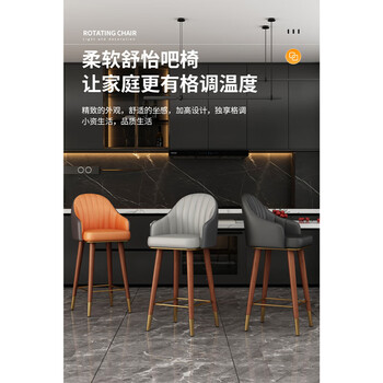 曙亮 椅子 餐椅 家用靠背 吧台椅 现代简约 轻奢 高脚椅 铁艺靠背椅子