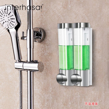 英特汉莎 皂液器 壁挂式手动按压皂液器 酒店宾馆卫生间沐浴露洗发水洗手液盒 双头透明镀铬 710907