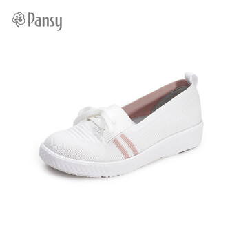 盼洁pansy2021年春夏日本女鞋飞织透气平底舒适妈妈鞋休闲浅口运动鞋