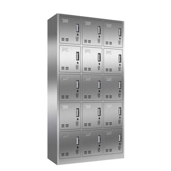 京顿JINGDUN 201不锈钢更衣柜钢员工储物柜宿舍健身更衣浴室寄存鞋包柜 十五门更衣