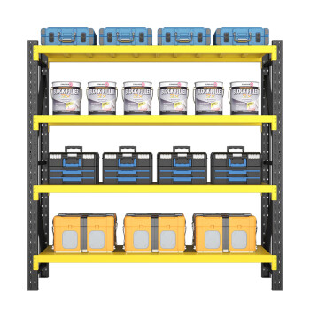 建功立业中型货架GY5238车间置物架仓储货架2000*600*2000mm承重200kg/层黑黄色