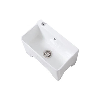 星期十阳台高脚陶瓷拖把池带腿拖布池落地式洗墩布池型号162一键排污+入墙龙头带防溢水口59cm*36cm*41cm定制