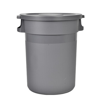 舒蔻（Supercloud）室内车间工业加厚圆形大号垃圾桶 餐厅酒店商用厨房塑料带盖垃圾桶 80L加厚（不带底座）