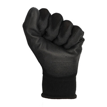 登升#669手套 13针涤纶掌浸无硅PU耐磨防滑柔软透气电子无尘防护手套 黑色12双 8