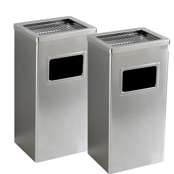 亿丽佳不锈钢烟灰缸酒店大堂垃圾桶立式宾馆带内桶商场桶箱电梯口垃圾桶烟灰柱灭烟桶（银色长方形桶） 