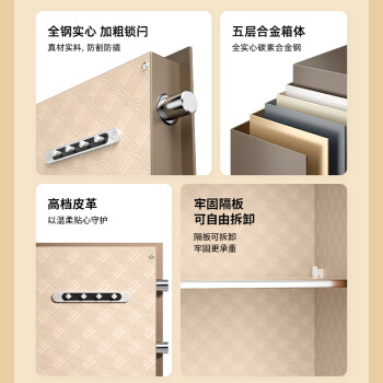 得力保险柜 家用办公指纹密码保险箱 小型双重保险防盗保管箱柜 45CM曜臻金 AE620