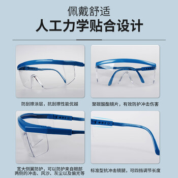 3M 护目镜工业切割防飞溅骑行防护眼镜防粉尘防刮擦防冲击 1711 1副装