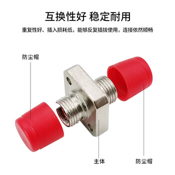创优捷 UJ0108 光纤适配器 耦合器/法兰盘 FC-FC 大D型 金属款-套管:氧化锆-方形