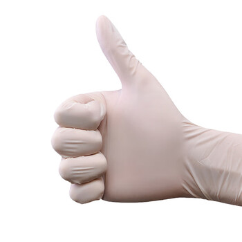 稳斯坦一次性乳胶手套 检查橡胶防护 美容科研实验室50只 米色WST525 L码