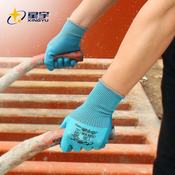 星宇(XINGYU)FA608劳保手套乳胶防滑耐磨抗撕裂加厚透气采石场建筑手套 绿色1副 M