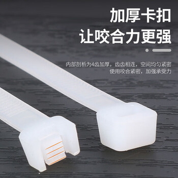 联嘉 PE扎带 理线带捆扎带束线扎线带经久耐用 白色 5×300mm100条