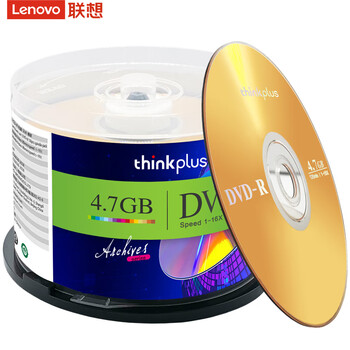 联想（Lenovo）DVD-R 光盘/刻录盘 16速4.7GB 台产档案系列 桶装50片 空白光盘