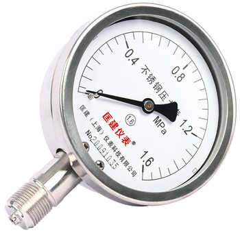 匡建仪表（CONJANT）Y-100BF不锈钢压力表 水压表油压表液压表 表盘直径100mm径向耐高温耐腐蚀 0-1.6MPa