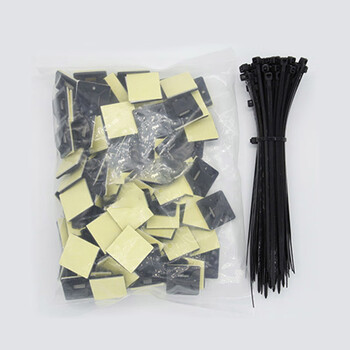 飞尔（FLYER）自粘式扎带固定座 吸盘塑料定位片【40×40mm 绿胶+3.6×200mm 扎带 黑色 各100只】