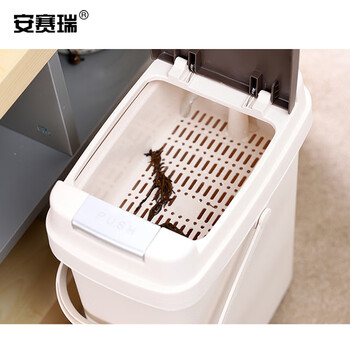 安赛瑞 茶渣桶 塑料按压式方形茶水桶 10L 商用办公室手提垃圾桶 过滤垃圾筒27464