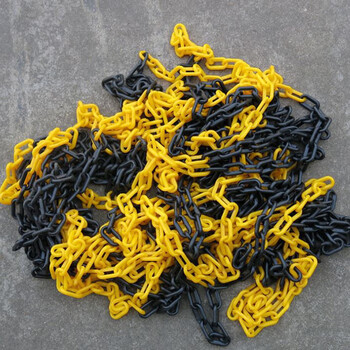 金诗洛 KSL201 塑料警示链条 路锥链条隔离链条警示防护隔离墩链条 (8mm黄黑-5米）