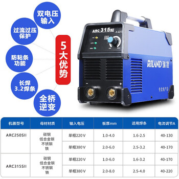 瑞凌电焊机家用220V380V双电压轻工业级铜芯便携ARC250SII焊机