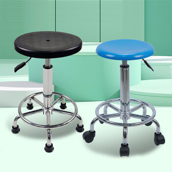 时通防静电凳子塑料升降圆凳可旋转椅子实验室工作无尘车间高脚吧台椅圈脚升降高度42-57cm脚垫
