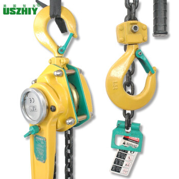 智友 USZHIY LB-B100手扳葫芦1吨1.5m锰钢链条起重手扳葫芦倒链汽车钣金吊具 黄色 1