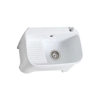 星期十阳台洗衣盆拖把池一体陶瓷拖布池自动下119+一键排污+喷枪龙头带溢水口56cm*38cm*40cm定制