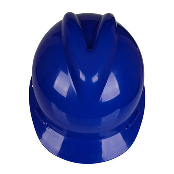 荣裕2003国标V字型PE安全帽 骑行头盔工地工程建筑电力施工防砸抗冲击头盔 蓝色 定制