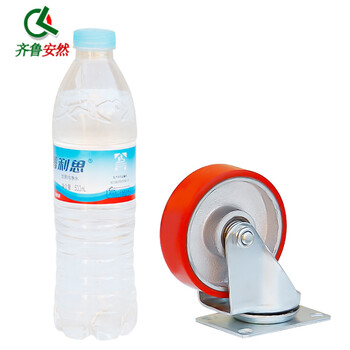 齐鲁安然 脚轮 工业耐磨聚氨酯 设备小车滑轮轮子 轱辘滚轮【4寸轻型 万向轮 1个 承重约130KG】