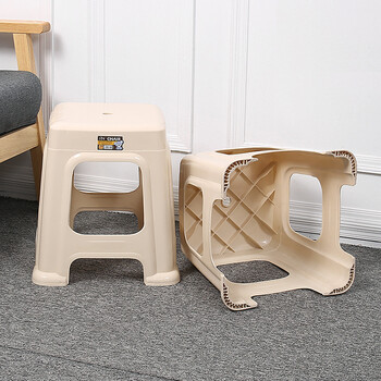 时通加厚塑料凳子小矮凳餐桌成人踩脚凳小板凳矮凳子小号北欧蓝（011）