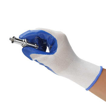 登升一把手N538手套 3针白纱蓝丁腈涂掌浸胶防水透气耐磨抗油污修车工地工作防护手套 12双