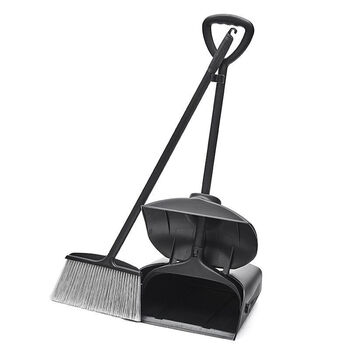 斯图商用扫把簸箕套装组合苕帚防风垃圾铲扫地笤帚簸箕带盖垃圾铲 防风簸箕1套装（黑色）