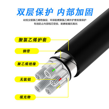 国超电缆YJLV-0.6/1KV-4*70铝芯国标架空户外4芯电力电缆 1米【现货】