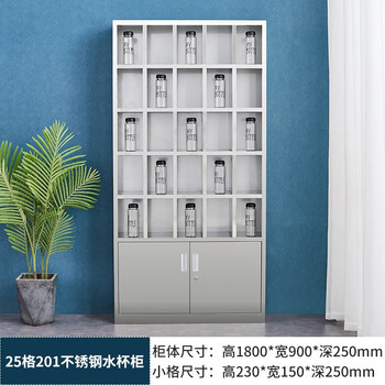 访客 FK 加厚存储柜水杯柜不锈钢工厂车间员工茶水柜碗柜储物柜置物架25格201款