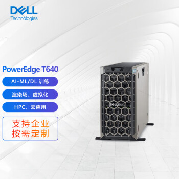 DELL 戴尔 PowerEdge T640塔式服务器主机1*至强金牌6230R(26核)/256G/2*960G+3*12T/4*V100S/定制