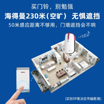 海得曼（Advent）门铃不用电池自发电无线门铃防水家用呼叫器P2-710R
