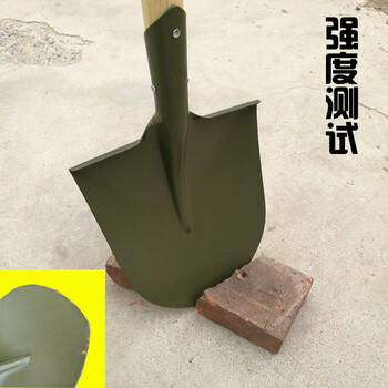 卡质 清洁木柄铁锹  尖头锹 工兵铲 小号户外铲 锹钢锹铁  63CM军绿色小锹 