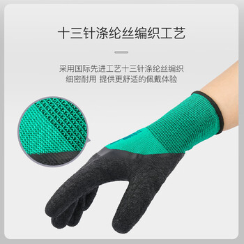 星工 浸胶劳保手套 发泡皱纹耐磨防滑透气 乳胶半挂工业工工地防护手套 XGS-J2 360付