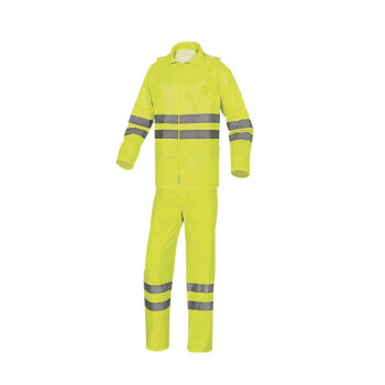 代尔塔（DELTAPLUS）407400荧光雨衣套装PVC涂层涤纶面料反光衣上衣+裤子黄色XXL码1套