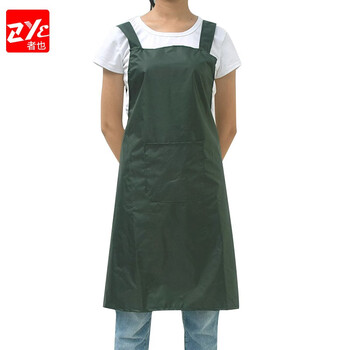 者也（ZYE）双肩背带短款围裙 1件 军绿色防水防油污工作服带口袋