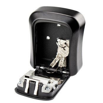 海斯迪克 密码钥匙盒 大门猫眼壁挂式金属密码锁 装修密码盒 黑色 HKCL-62