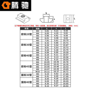 腾驰（CT)-119 欧标T型螺母滑块螺母 20/30/40/45型 碳钢镀锌国标船型滑块螺帽  国标40型-M4(5个)滑块