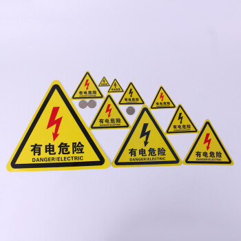 飞尔（FLYER）标签有电危险 安全警示标识贴 PVC不干胶贴 5cm黑色闪电 5张起订