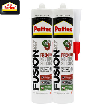 百得（Pattex）Fusion-T防霉玻璃胶密封胶厨卫防水胶中性硅胶美容胶结构胶户外耐候胶室内外通用280ml 半透明2支