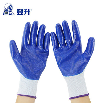 登升 N817劳保手套耐磨薄款透气丁腈晴浸胶防滑舒适 12双（一包） 均码