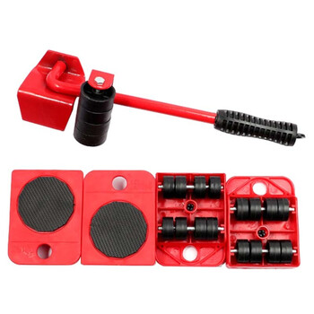 冰禹 BYA-478 家具重物搬移器五件套 搬家器 重物省力移动工具 搬家具神器 搬家滑轮 红色款