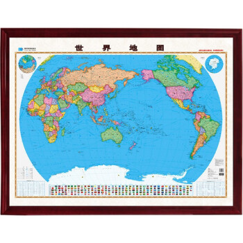 【定制边框】2024年 地图 带框装裱 办公室挂图 约1.7米*1.3米 世界地图