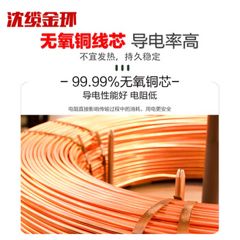 沈缆金环 ZR-YJV-0.6/1KV-4*4mm² 国标铜芯阻燃电力电缆 1米